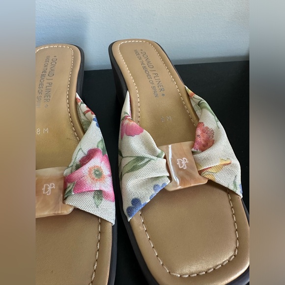 Brown Wedge Sandals with Muted Floral Strap - Picture 5 of 6